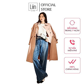 Áo khoác trench coat dáng dài, chất liệu dày dặn, màu nâu cafe