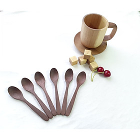 Mua Bộ 6 thìa. muỗng uống cafe  sinh tố gỗ óc chó màu nâu 13.5 cm x 2.5 cm (TG43)