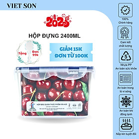 [TẶNG KHAY RÁO NƯỚC] Hộp Đựng Thực Phẩm VIETSON 2400ml Nắp Khóa 4 Cạnh Kín Hơi