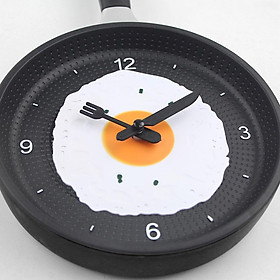 Creative Pan with Fried Egg Shape Wall Clock for Kitchen Bedroom