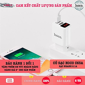 Mua Củ Sạc Nhanh Hoco C63A 2 Đầu USB  LED Hiển Thị Thông Minh - Hàng Chính Hãng