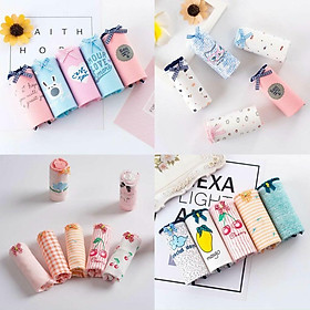 Set 5 quần lót cotton học sinh họa tiết dễ thương