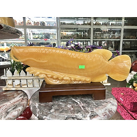 Mua Tượng Cá Rồng phong thủy tài lộc đá Ngọc hoàng long - Dài 45 cm