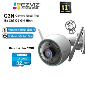 Combo Camera Wi-fi EZVIZ C3N 2MP Ngoài Trời, Có Màu, Kèm Thẻ Nhớ 32GB/64GB - Hàng Chính Hãng