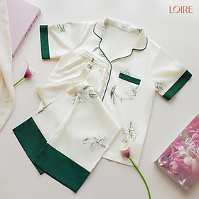 Bộ Đồ Ngủ Nữ Pijama Quần Dài Áo Cộc Lụa Pháp Cao Cấp Họa Tiết Nhẹ Nhàng, Sang Trọng Loirechic PCD10