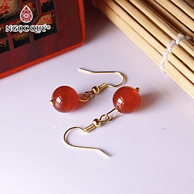 Bông tai bạc hạt đá mã não 10mm - Ngọc Quý Gemstones