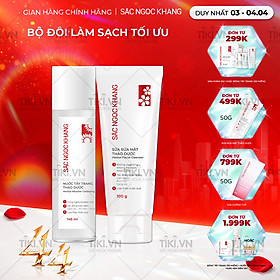 Bộ đôi làm sạch sâu cho da Sắc Ngọc Khang: Nước tẩy trang 145ml + Sữa rửa mặt 100g