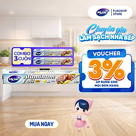 Combo 3 Hộp Giấy Bạc Màng Nhôm MyJae Đài Loan Để Bảo Quản, Nướng Thức Ăn, Bọc Thực Phẩm 30cm x 14m