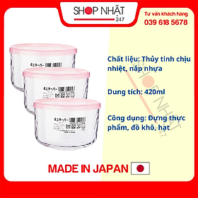 Mua Combo Hộp thủy tinh kim cương có nắp đậy 420ml nội địa Nhật Bản