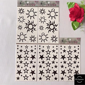 Combo 5 tấm hình xăm dán mặt trời và ngôi sao 10x20cm