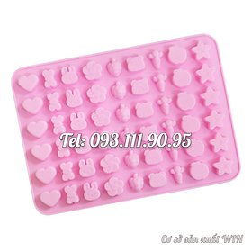 Mua Khuôn silicon làm rau câu  kẹo dẻo chip chip   socola 54 trái tim  thỏ  gấu  ngôi sao - Mã số 1069