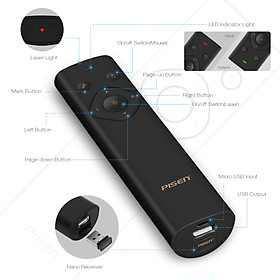 Mua Bút trình chiếu Pisen Air mouse Laser Power Pen 2500mAh- Hàng chính hãng.