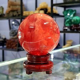 Mua Quả Cầu Phong Thủy Đỏ Đá Thủy Tinh Núi Lửa Obsidian Thiên Nhiên ĐK:11 8cm - Hợp Mệnh Hỏa Thổ - TTNL107