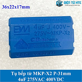 Mua Tụ bếp từ MKP-X2 4uF 275VAC 400DC pitch 31mm Xanh dương size 36x22x17mm