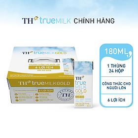 Thùng 24 hộp sữa tươi tiệt trùng vị tự nhiên TH true MILK GOLD dành cho người lớn tuổi 180 ml (180 ml x 24)