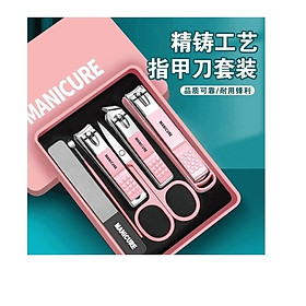 Bộ bấm móng tay 6 sản phẩm bằng thép không rỉ - Mầu hồng