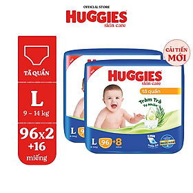 Bao bì và CTKM thay đổi theo từng lô hàng Combo 2 gói Tã quần Huggies Skincare Mega Jumbo M106L968XL844XXL764 - L968Mgói