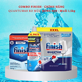 Muối finish 1.5kg + bóng finish 1150ml + 100 viên finish quantum dùng cho máy rửa bát