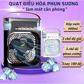 Quạt điều hòa hơi nước, Quạt hơi nước để bàn phun sương 3 chế độ gió tích hợp đèn led, dung tích 680ml.