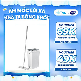 Mua  Phiên bản nâng cấp  Bộ Lau Nhà MyJae Đài Loan Sợi Microfiber 2 Ngăn Tự Vắt Xoay 360 Độ Thông Minh 123cm