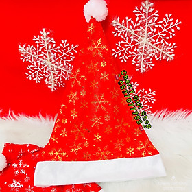 Nón Noel Vải Nhung Hoa Tuyết Kim Tuyến Ảnh Shop Chụp - Nón Giáng Sinh 2022