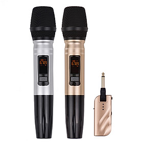 UX2 UHF Dual-Frequency Wireless Microphones Set with 1 Receiver 2 Handheld Microphone for DJ Party Karaoke Business
