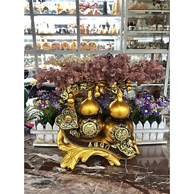 Mua Cây tài lộc bầu hồ lô phong thủy đá thạch anh dâu tây đỏ trang trí bàn thờ thần tài  bàn làm việc - Cao 34 cm