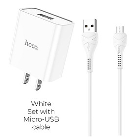 Bộ Củ Cáp Sạc Hoco C81 Kèm Cáp Micro USB- Bộ Củ Sạc Nhanh 5V/2.1A -Hàng Chính Hãng