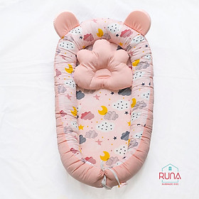 Đệm ngủ cho bé Nôi ngủ chung giường cho bé sơ sinh Runa Kids vải Cotton