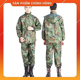 Hình ảnh Áo Mưa Bộ Rằn Ri Nam Nữ Cao Cấp Đủ Size, Bộ Quần Áo Mưa Lính Vải Dù Dày Siêu Bền, An Toàn