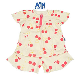 Bộ quần áo Ngắn bé gái họa tiết Cherry Đào Hồng thun cotton - AICDBGMTJJ6Y - AIN Closet