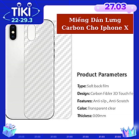 Mua Miếng dán lưng chống trầy cho iPhone X vân Carbon