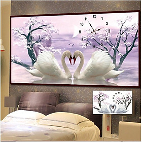 Mua Tranh đính đá Đồng Hồ Thiên Nga Y8026 (80x53) chưa đính