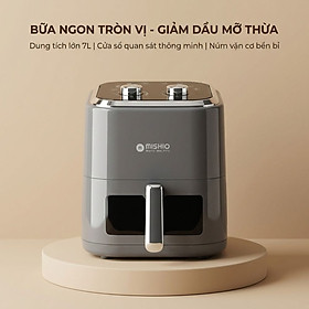 Nồi chiên không dầu 6L Mishio MK408 – Màu Xám Sang Trọng, Bảo Hành 24 Tháng - hàng chính hãng