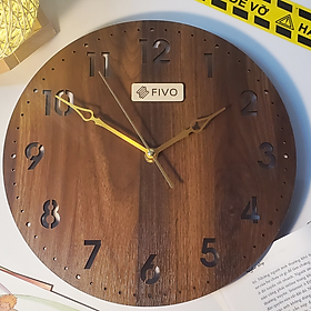 Đồng Hồ Treo Tường Trang Trí Phòng Khách, Thương Hiệu FIVO Mẫu FW05 Đơn Giản Thanh Lịch Phù Hợp Mọi Không Gian - Nâu đậm