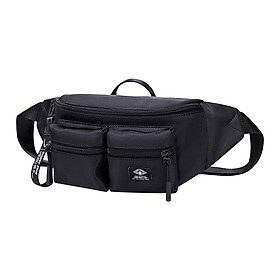Women Men Black Waist Bag with Pocket Zip Adjustable Strap Multipurpose Belt Bag Shoulder Bag