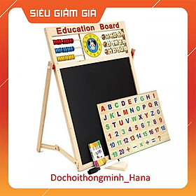   Bảng Gỗ Nam Châm 2 Mặt  Kèm Vỉ Chữ Số, Phép Tính Gắn Lên Bảng , Bé Học Chữ Cái, Số và Phép Tính.