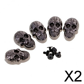 2x5 Set Skull Head Screwback Studs Punk Rivets for Bag Shoes Leathercraft Black