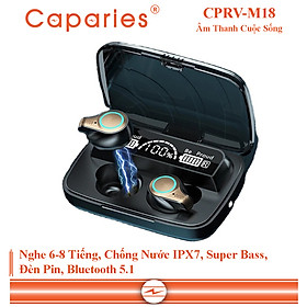 Tai Nghe Bluetooth 5.1 cao cấp CAPARIES M18 - (Tai Nghe Không Dây) Chống Nước - Chống ồn - Tích Hợp Micro - Tự Động Kết Nối - Nhỏ gọn - Âm Thanh 8.0 HD - Tương Thích Cao Cho Tất Cả Điện Thoại CHÍNH HÃNG