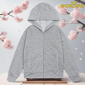 Áo khoác chống nắng vải da cá trẻ em GOKING, 100% cotton thoáng mát, thấm hút mồ hôi, khử mùi, kháng khuẩn, chống tia UV, 6 túi hiện đại