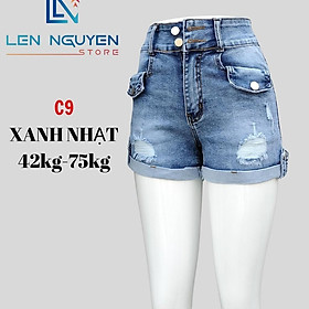 Quần jean nữ, đùi, lưng cao, quần bò nữ dáng ôm, quần rin nữ có big size, cho 42kg đến 75kg,LEN NGUYEN STORE - Xanh Nhạt