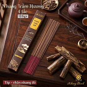 Nhang Trầm Hương 4 Tấc - VIP - Chân nhang Đỏ ( 40cm, 125g - 80 cây / hộp , cháy 90 phút) - Mùi thơm thanh dịu ,Ít khói, An toàn sức khỏe - Mộc Trầm Hương Khang Bình