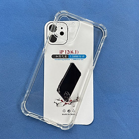 Ốp lưng silicon trong suốt chống sốc 4 cạnh cao cấp cho Apple iPhone 12 6.1