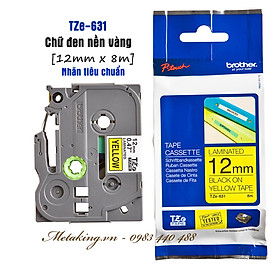 Nhãn In Tiêu Chuẩn TZE Brother Tze-631 Chữ Đen Trên Nền Vàng (12mm) - Hàng Chính Hãng