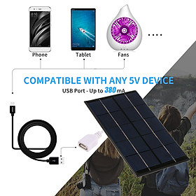 Tấm Sạc Pin Năng Lượng Mặt Trời Mono Có Cổng USB (2.5W/5V) - Đen