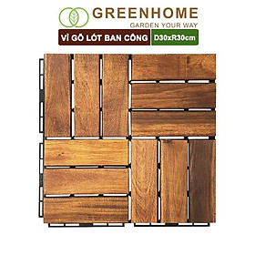 Vỉ gỗ lót sàn ban công, D30xR30cm, 12 nan, hàng xuất khẩu, dễ lắp đặt, lót sân vườn, sân thượng, hồ bơi |Greenhome