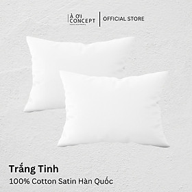 Vỏ Gối Nằm Cotton Satin Hàn Quốc Cao Cấp À Ơi Concept Màu Trơn Size 50x70 cm