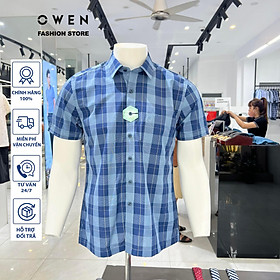 Hình ảnh Áo Sơ mi Owen nam cộc tay có túi dáng Bodyfit vạt bằng sợi Bạc hà cao cấp mềm mịn mát AB230115NT