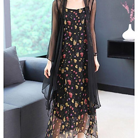 Đầm voan 2 dây kèm áo khoác _ thaotien0111