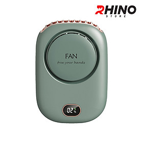 Quạt cầm tay mini siêu mát Rhino F301 tích điện với 3 mức độ gió, lưu lượng cao kèm dây treo - Hàng chính hãng